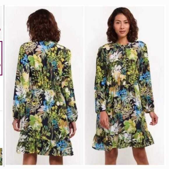 J. Crew Watercolor Silk Floral Dress Long Sleeve - Size XS - Picture 1 of 10